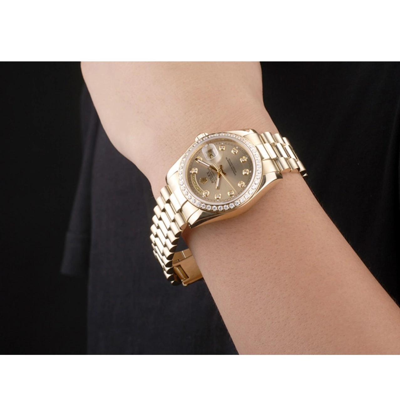 Good Copy Rolex Watches Yellow Gold Rolex Day-Date Plated Gold 18k Steel Dial Stainless 0523